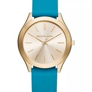 Used Michael Kors Women's Teal Silicone Strap Watch 42mm